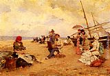 Francisco Miralles The Artist Sketching On A Beach painting